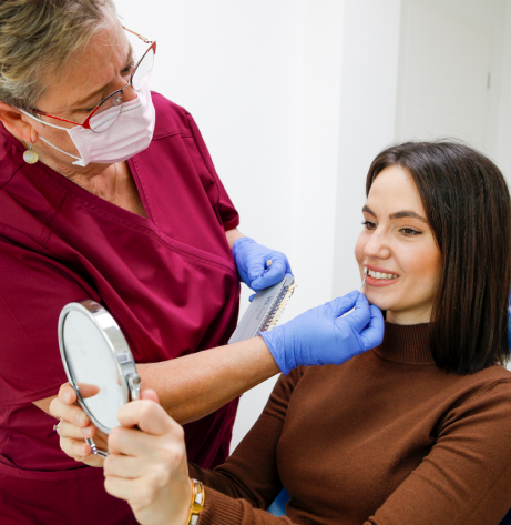 happy client with beautiful smile consultation meeting Lehoczky dental tourism clinic